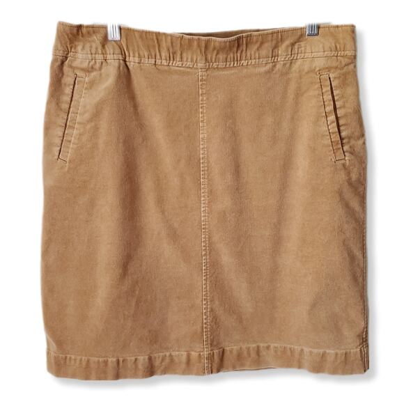 Vtg 90s Tan Corduroy Mini Pencil Skirt L Country Neutral Classic Fall Career - Picture 1 of 10